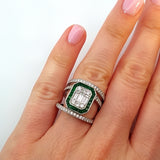 Green Emerald & Diamond Ring