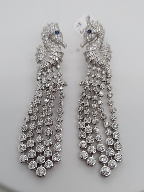 10 Carat Diamond Seahorse Drop Earrings