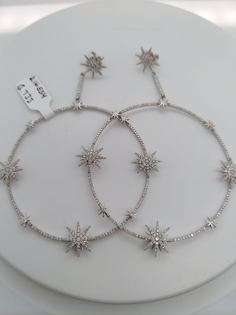 Diamond Stars Hoop Earrings