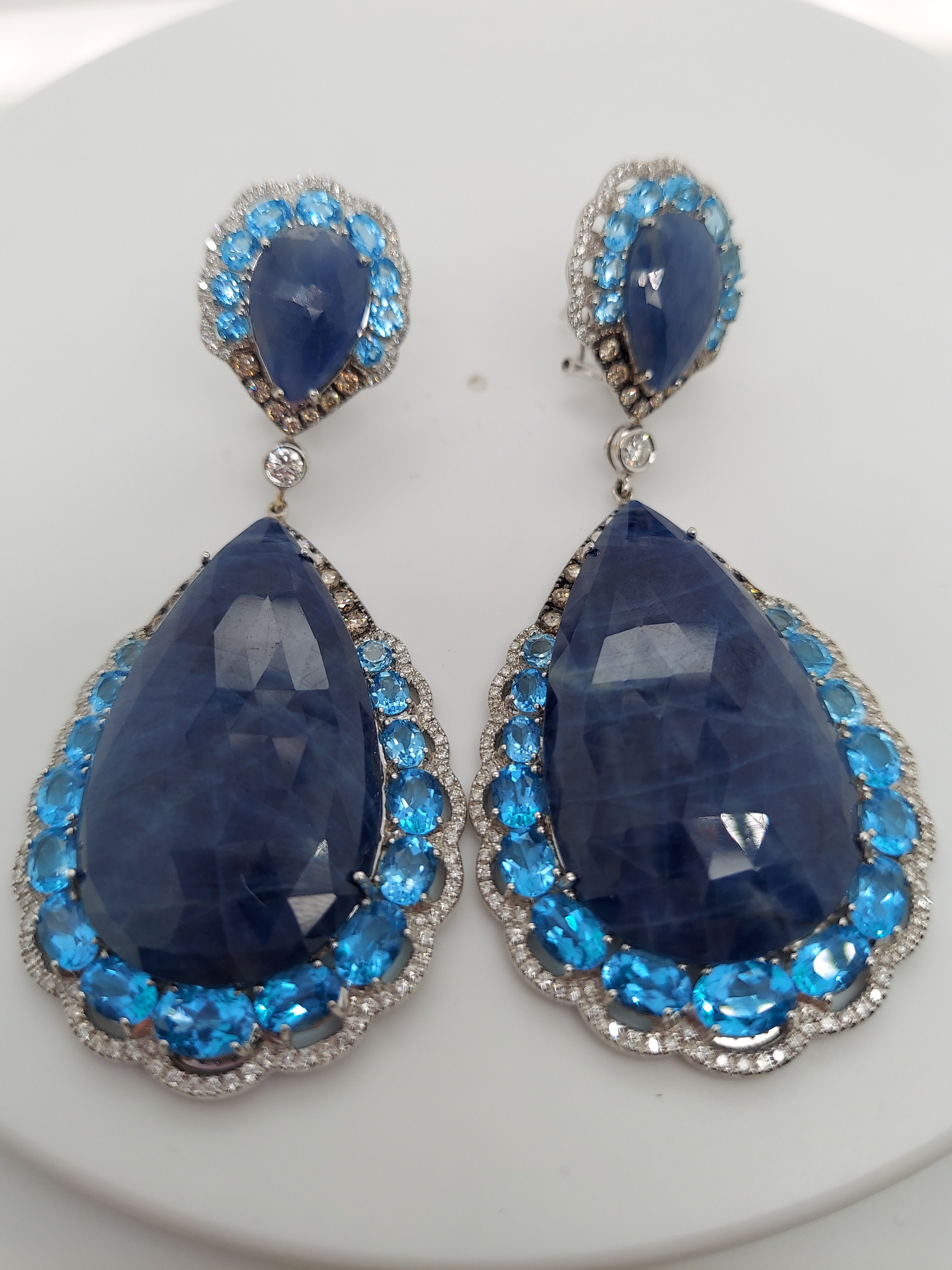 Gemstones & Diamonds Drop Earrings