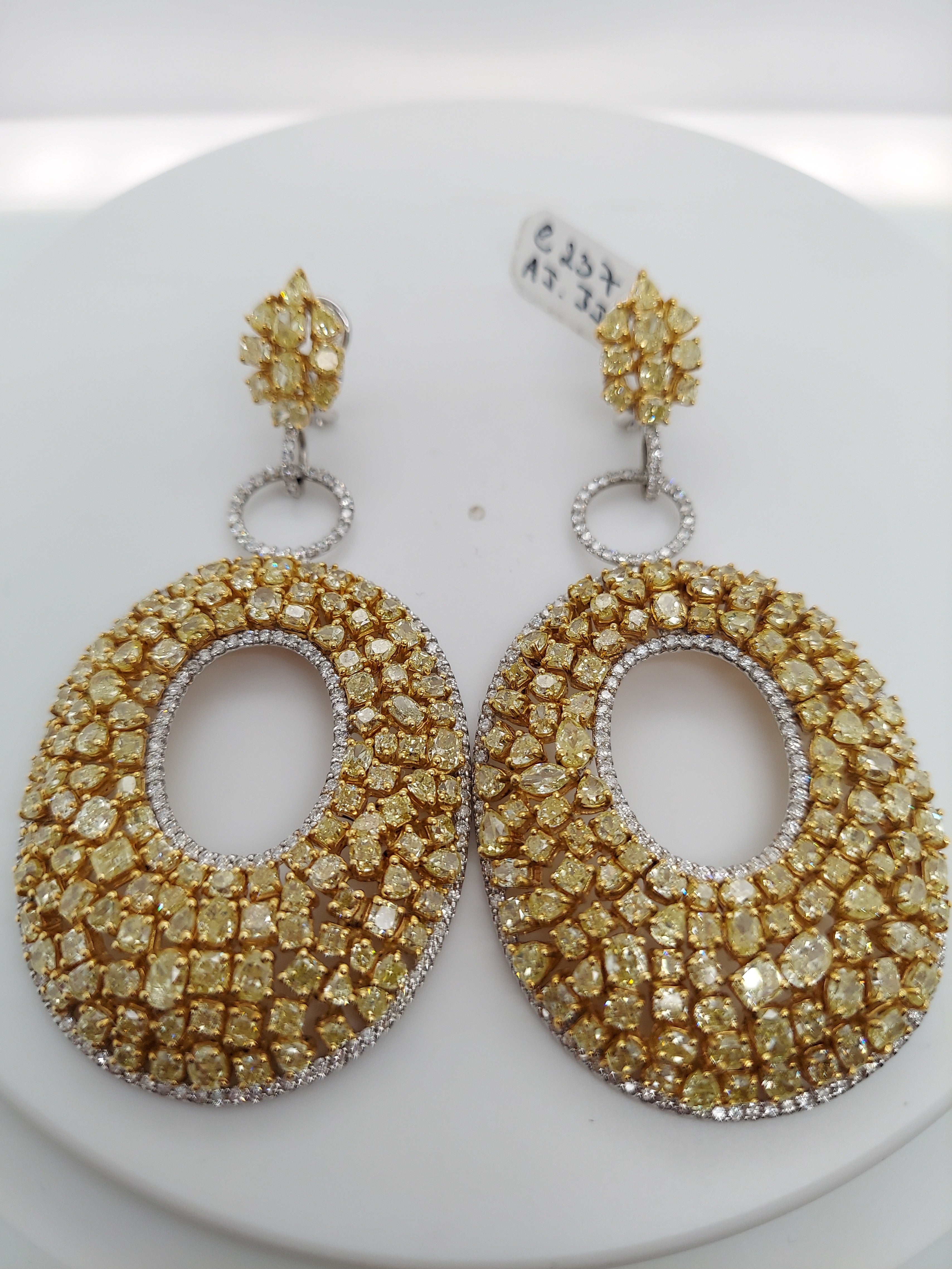 37.13 Carat Fancy Yellow Diamond Drop Earrings