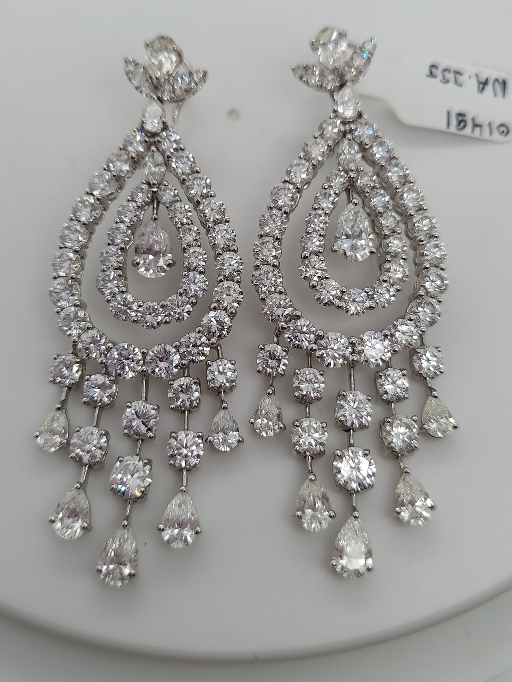 24.79 Carat Diamond Tear Drop Hanging Earrings