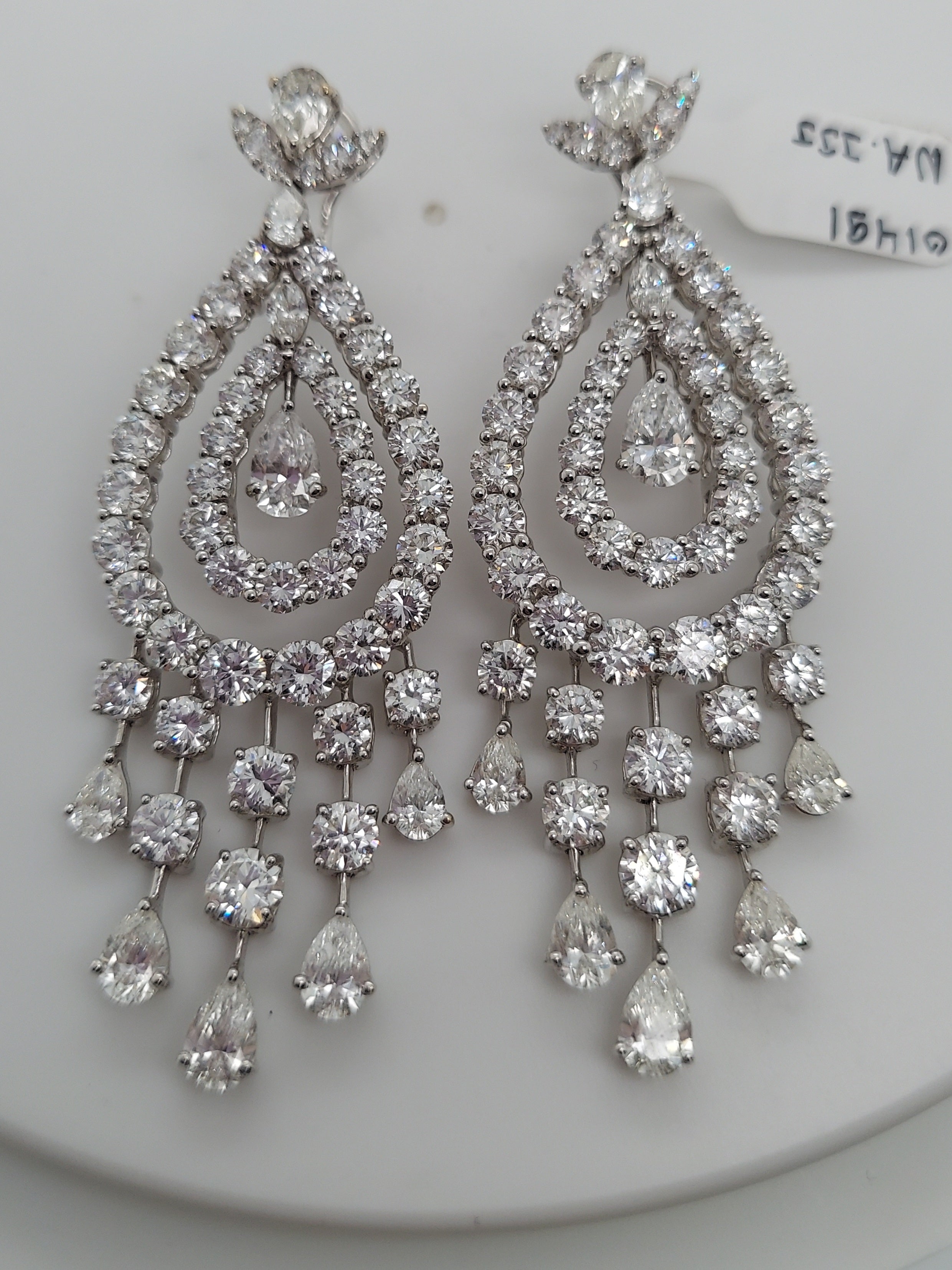 24.79 Carat Diamond Tear Drop Hanging Earrings