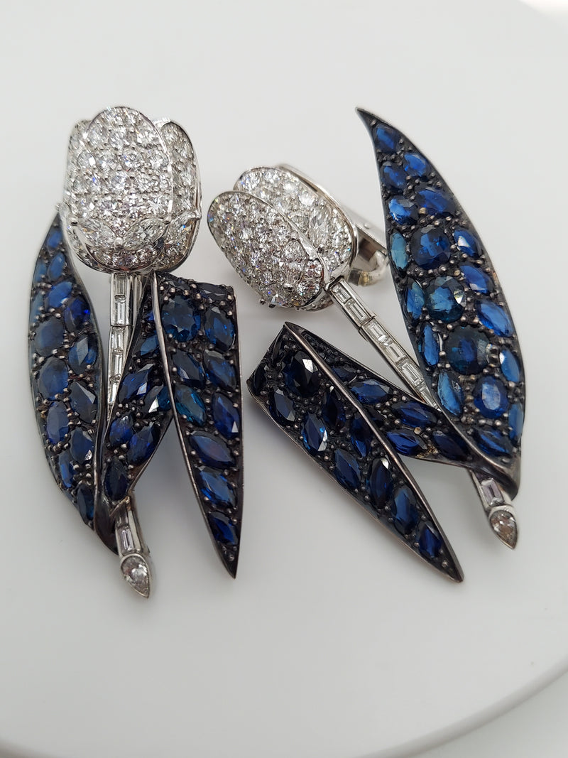 Diamond & Sapphire Tulip Earrings