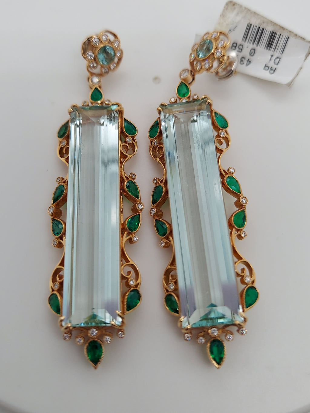 43.38 Carat Aquamarine & Diamonds Earrings