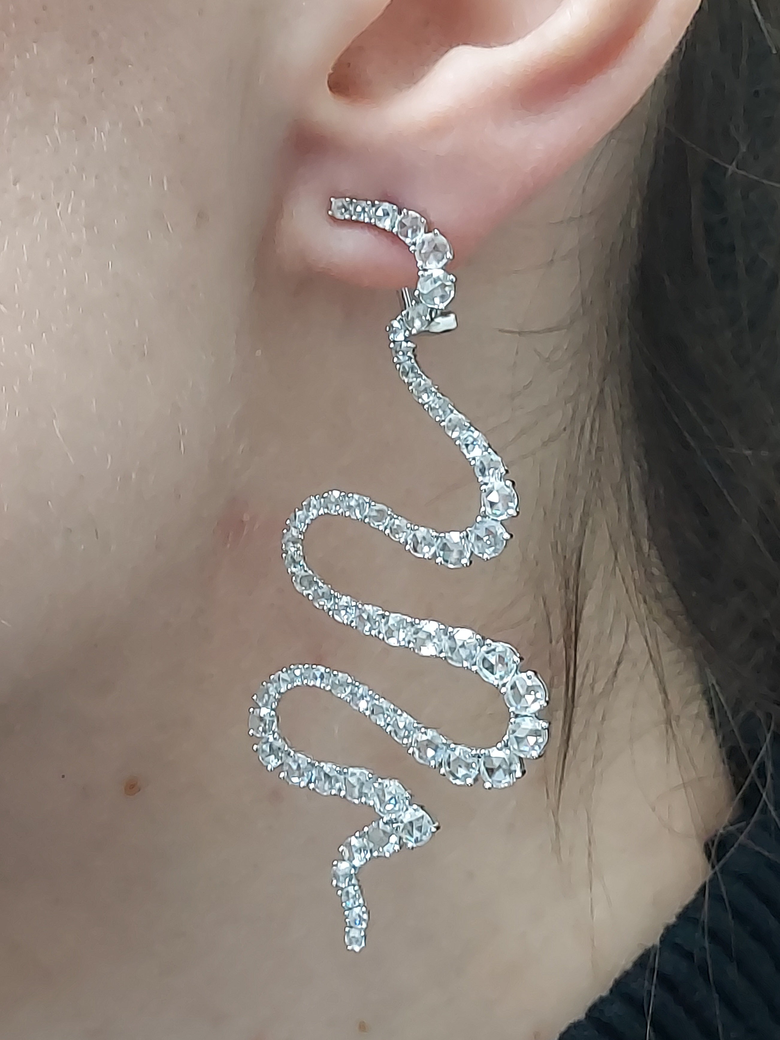 12 Carat Diamond Snake Hanging Earrings