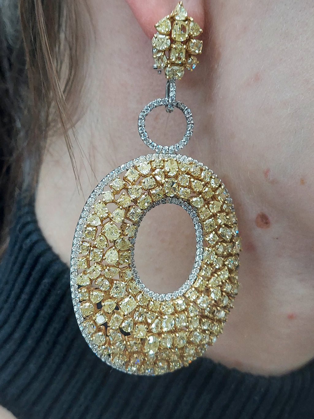 37.13 Carat Fancy Yellow Diamond Drop Earrings