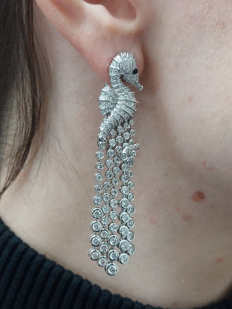 10 Carat Diamond Seahorse Drop Earrings