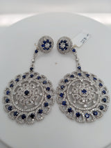 Blue Sapphire & Diamond Drop Earrings