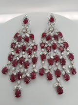 39 Carat Ruby & 23 Carat Diamond Chandelier Earrings