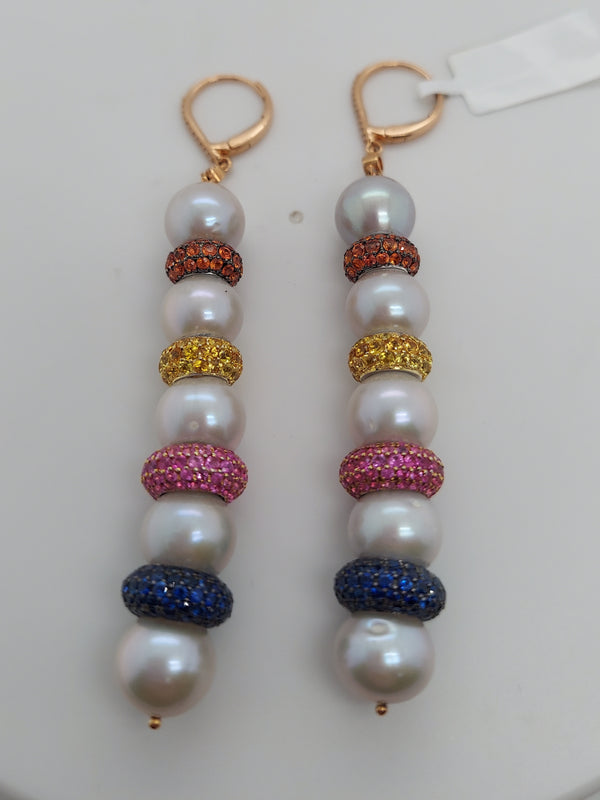 Pearl & Gemstone Drop Earrings