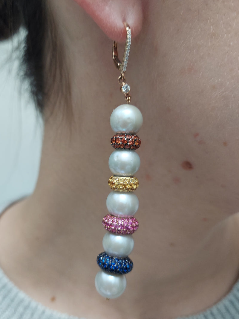 Pearl & Gemstone Drop Earrings