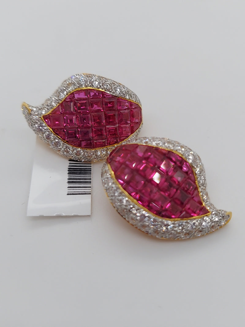 Ruby & Diamond Fashion Earrings