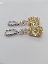 Oval Cut Fancy Yellow Diamond Drop Earrings