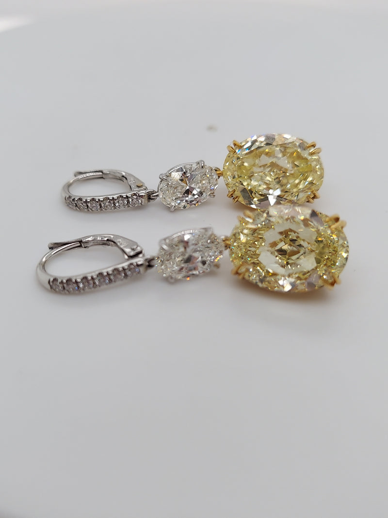 Oval Cut Fancy Yellow Diamond Drop Earrings