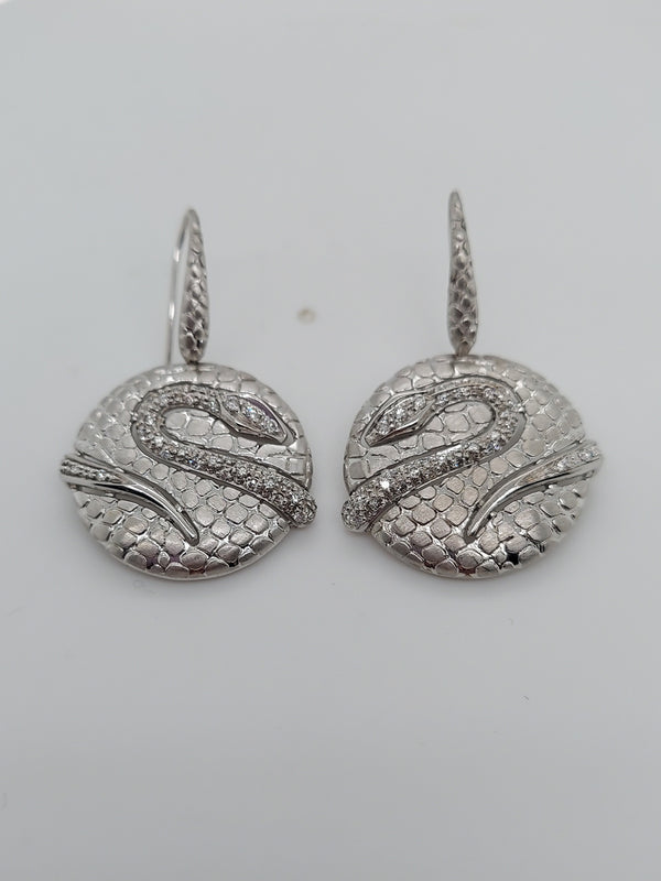 Diamond Snake Drop Earrings