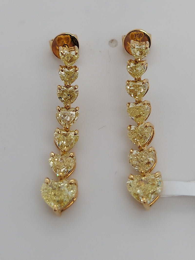 Heart Shaped Fancy Yellow Diamond Earrings