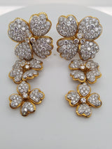 10 Carat Diamond Flower Clip On Drop Earrings