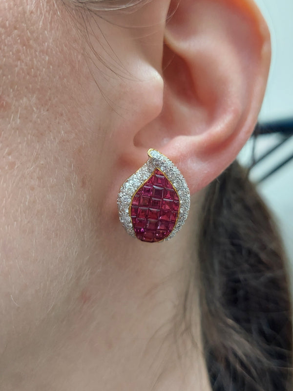 Ruby & Diamond Fashion Earrings