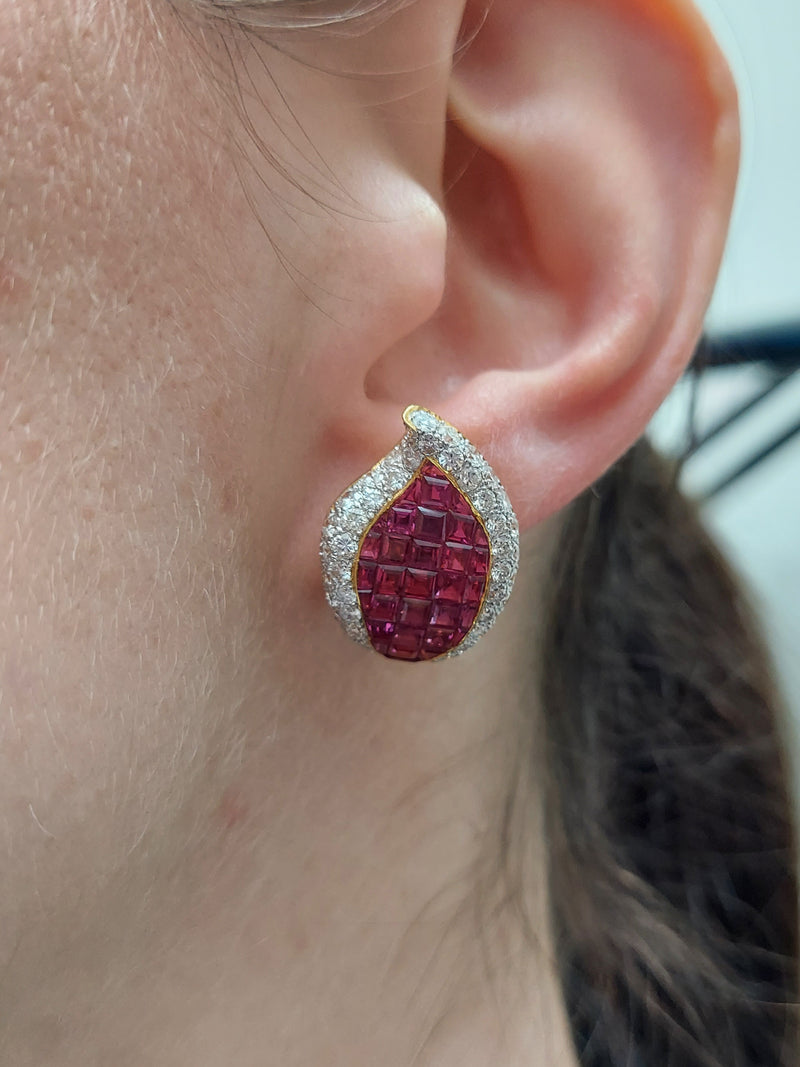 Ruby & Diamond Fashion Earrings