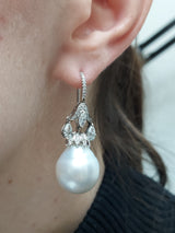 Pearl & Diamonds Drop Earrings