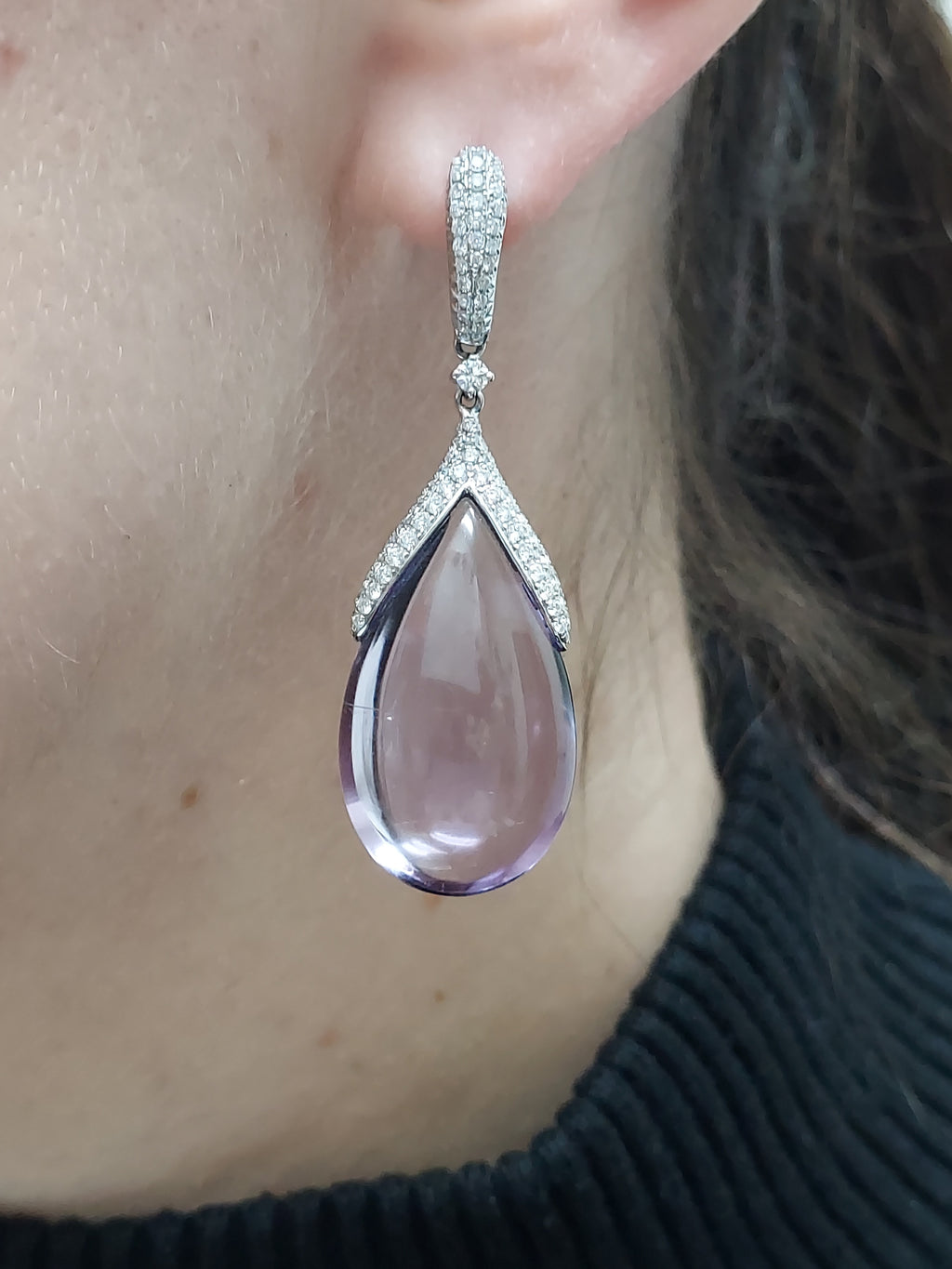 Tourmaline & Diamond Drop Earrings