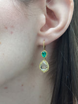 Fancy Yellow Diamond & Green Emerald Drop Eaarings