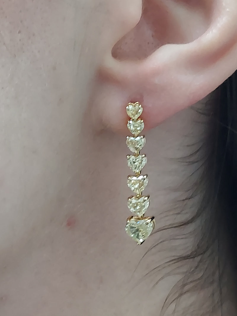 Heart Shaped Fancy Yellow Diamond Earrings