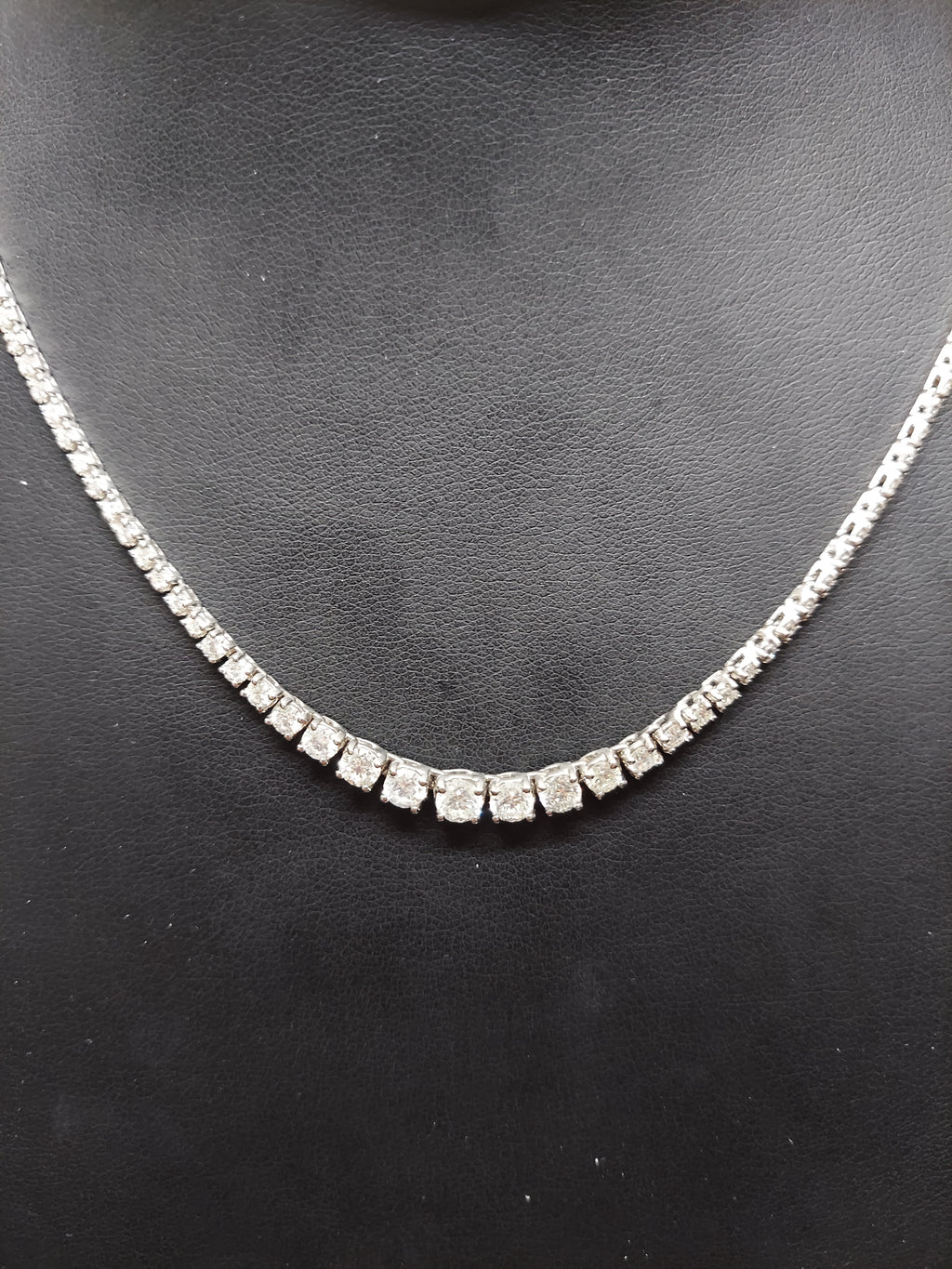 6.77 Carat Graduated Diamond Tennis Necklace
