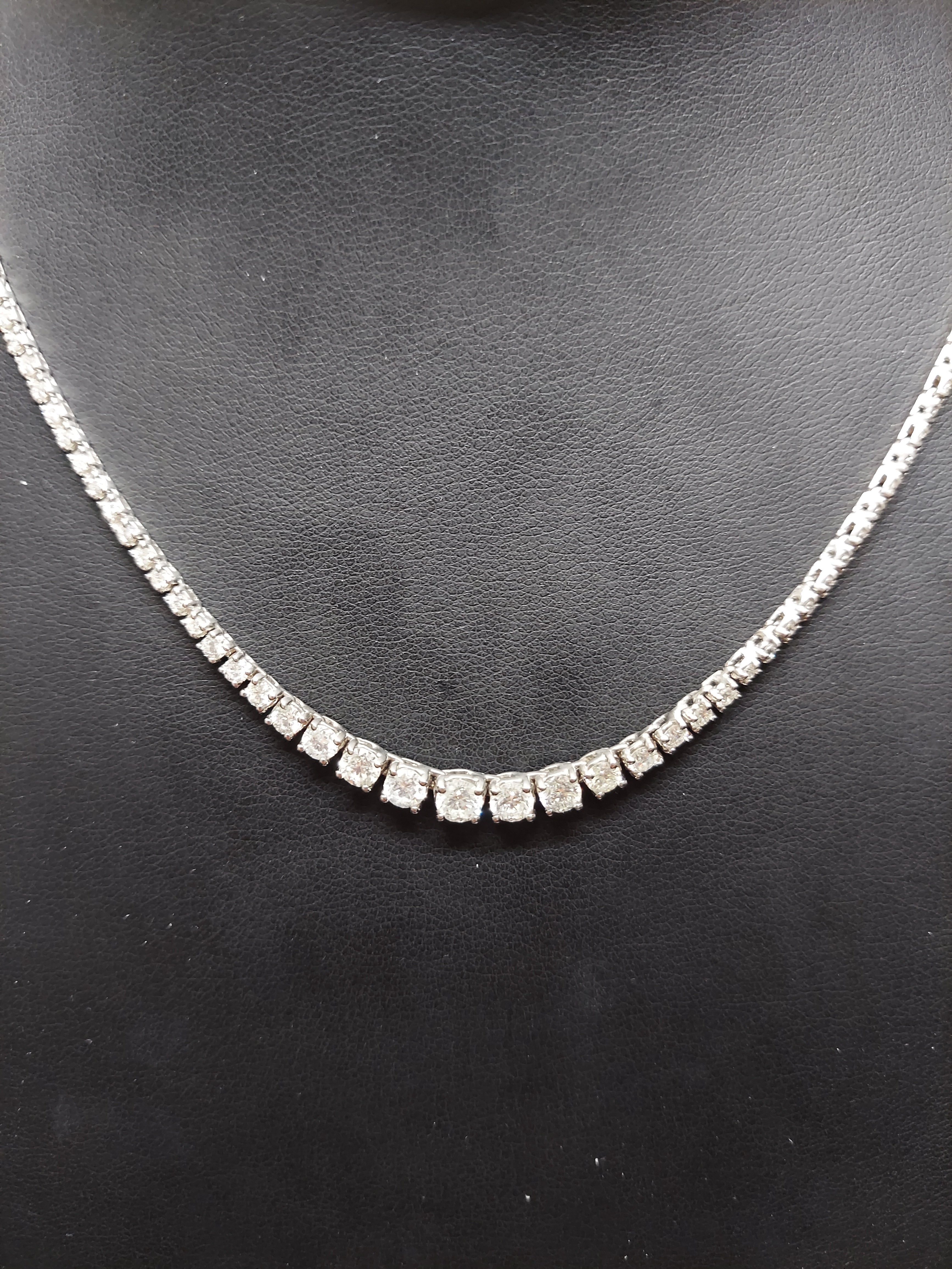 6.77 Carat Graduated Diamond Tennis Necklace