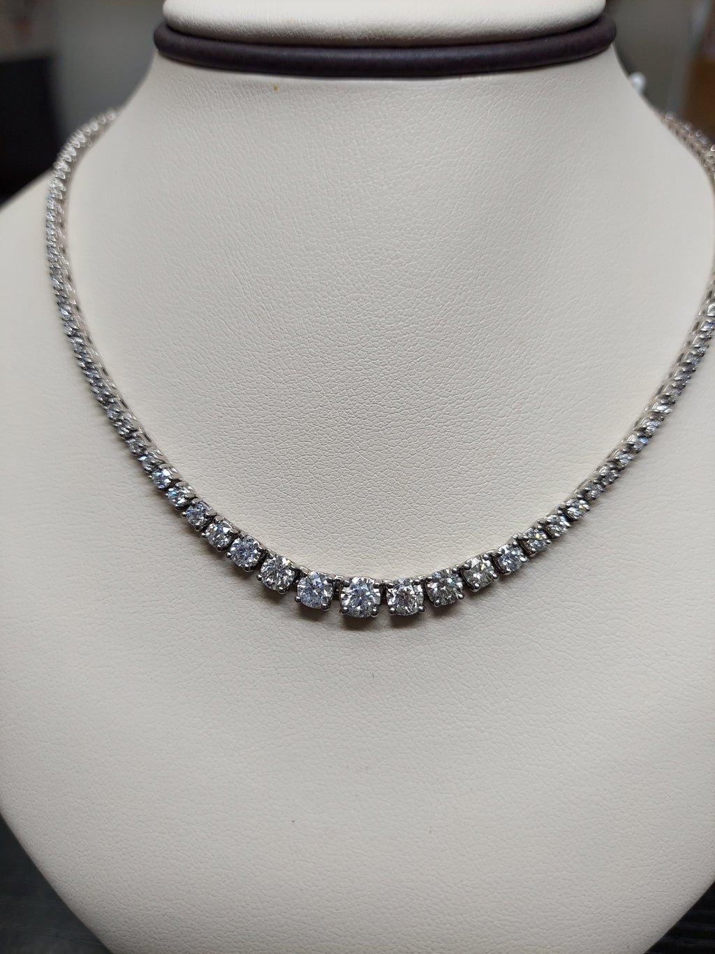 6.77 Carat Graduated Diamond Tennis Necklace