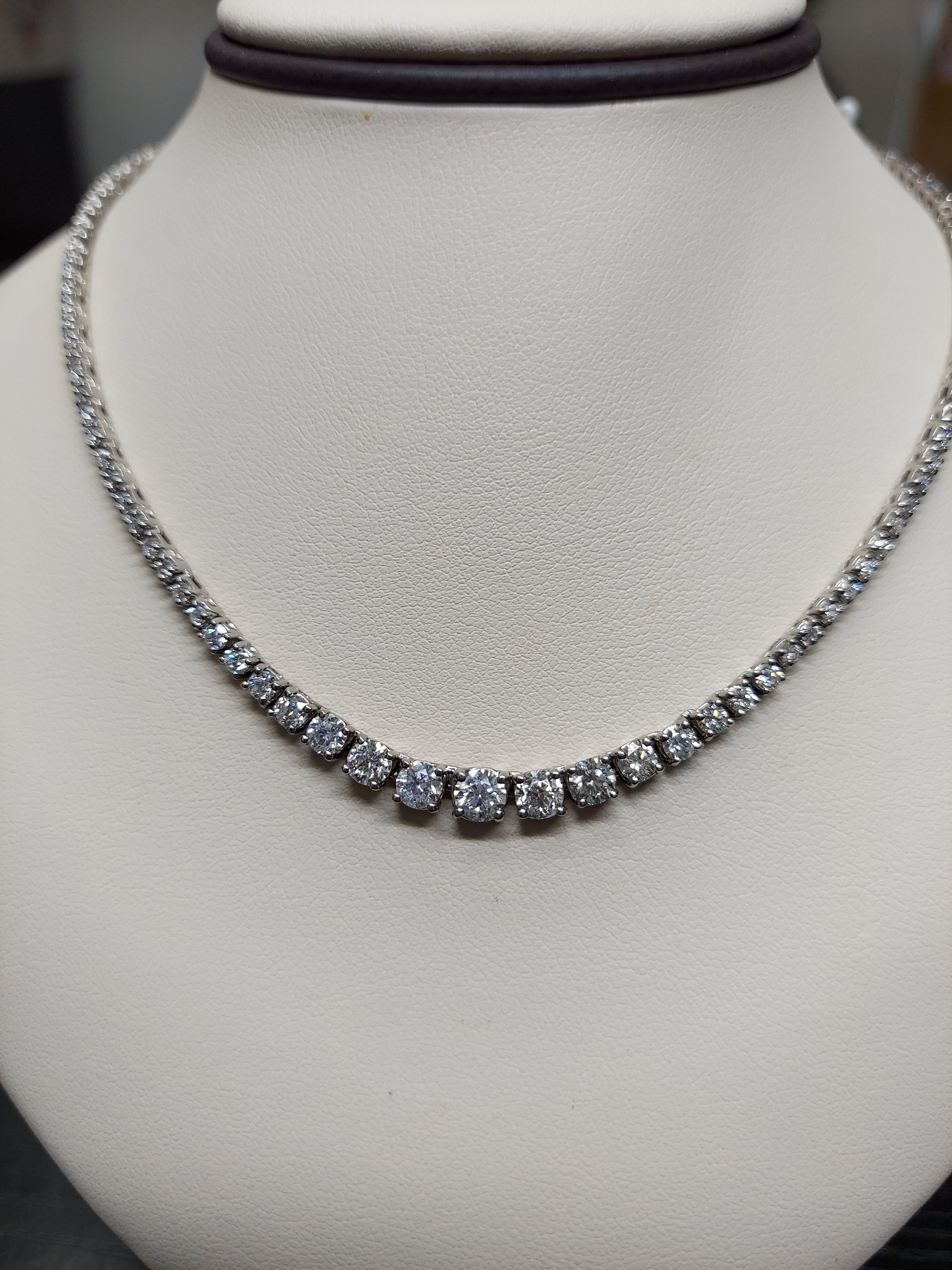 6.77 Carat Graduated Diamond Tennis Necklace