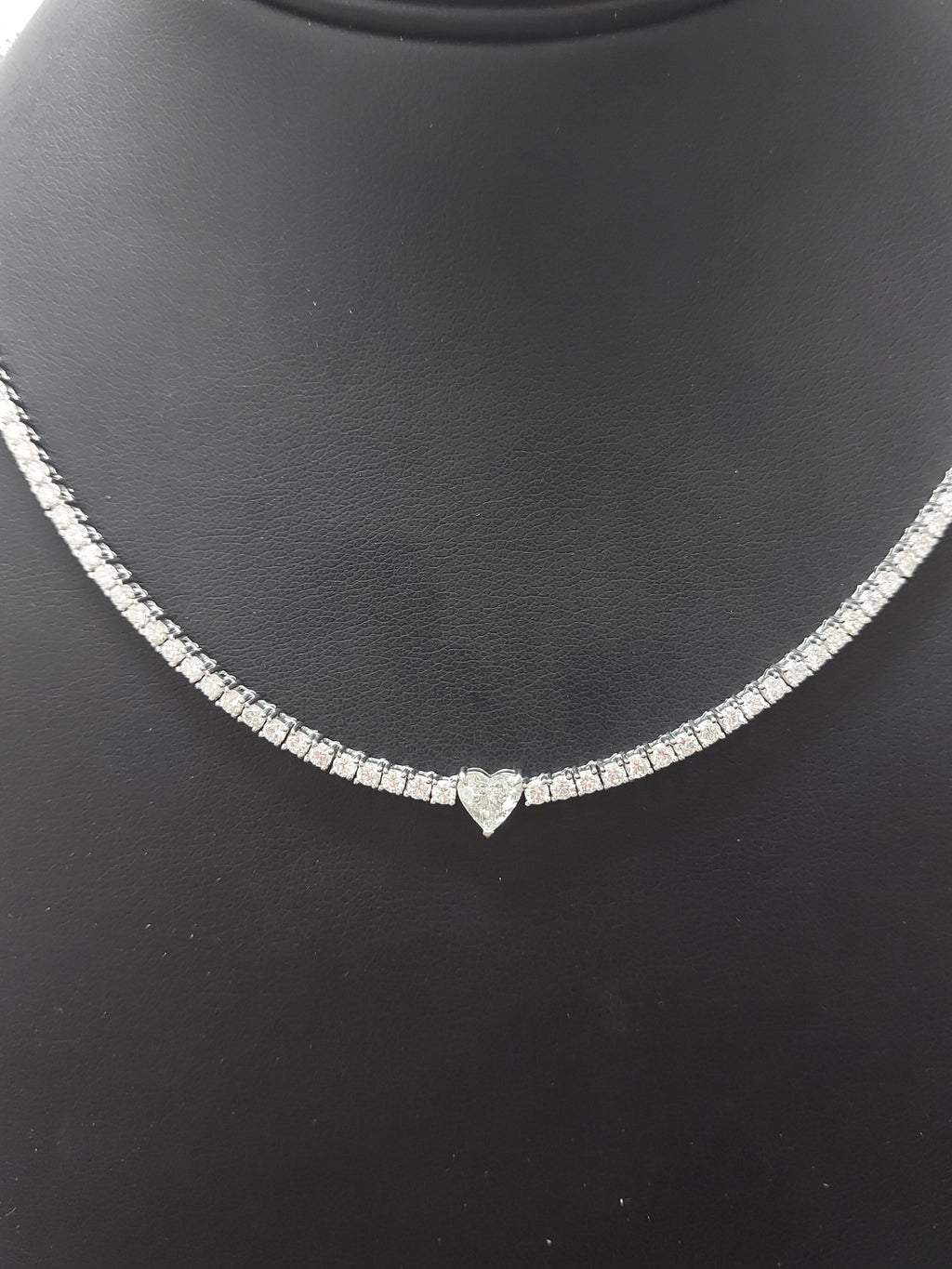 8.10 Carat Diamond Tennis Necklace with the Heart Shaped Pendant