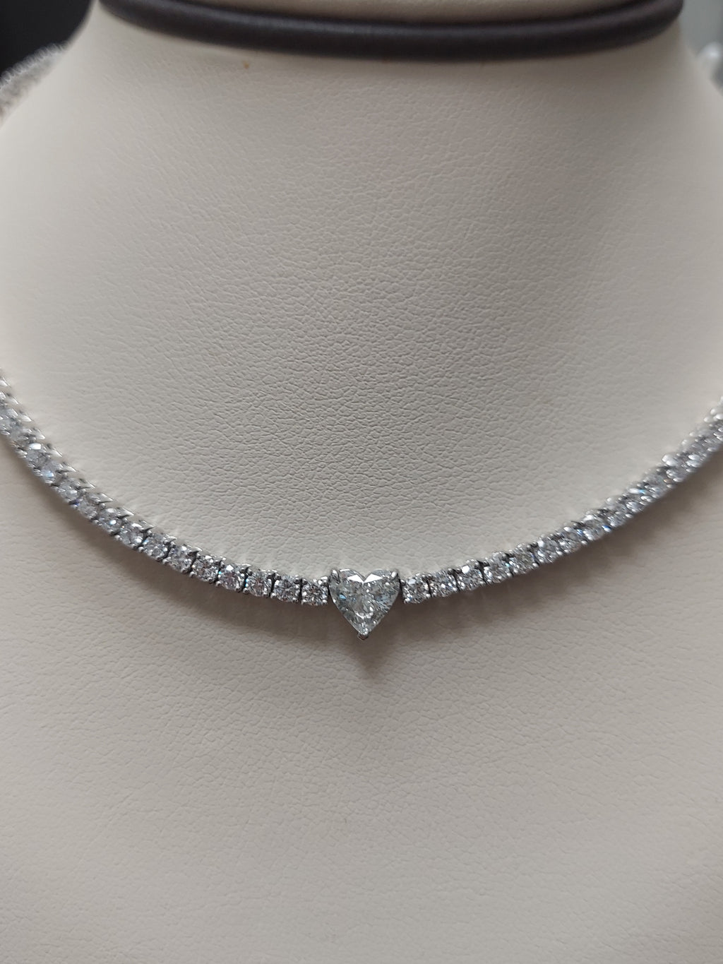 8.10 Carat Diamond Tennis Necklace with the Heart Shaped Pendant
