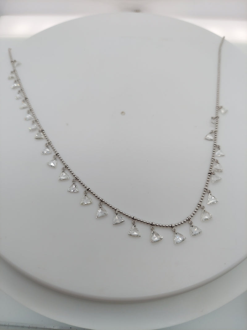 8 Carat Trillion Rose Cut Diamond Necklace