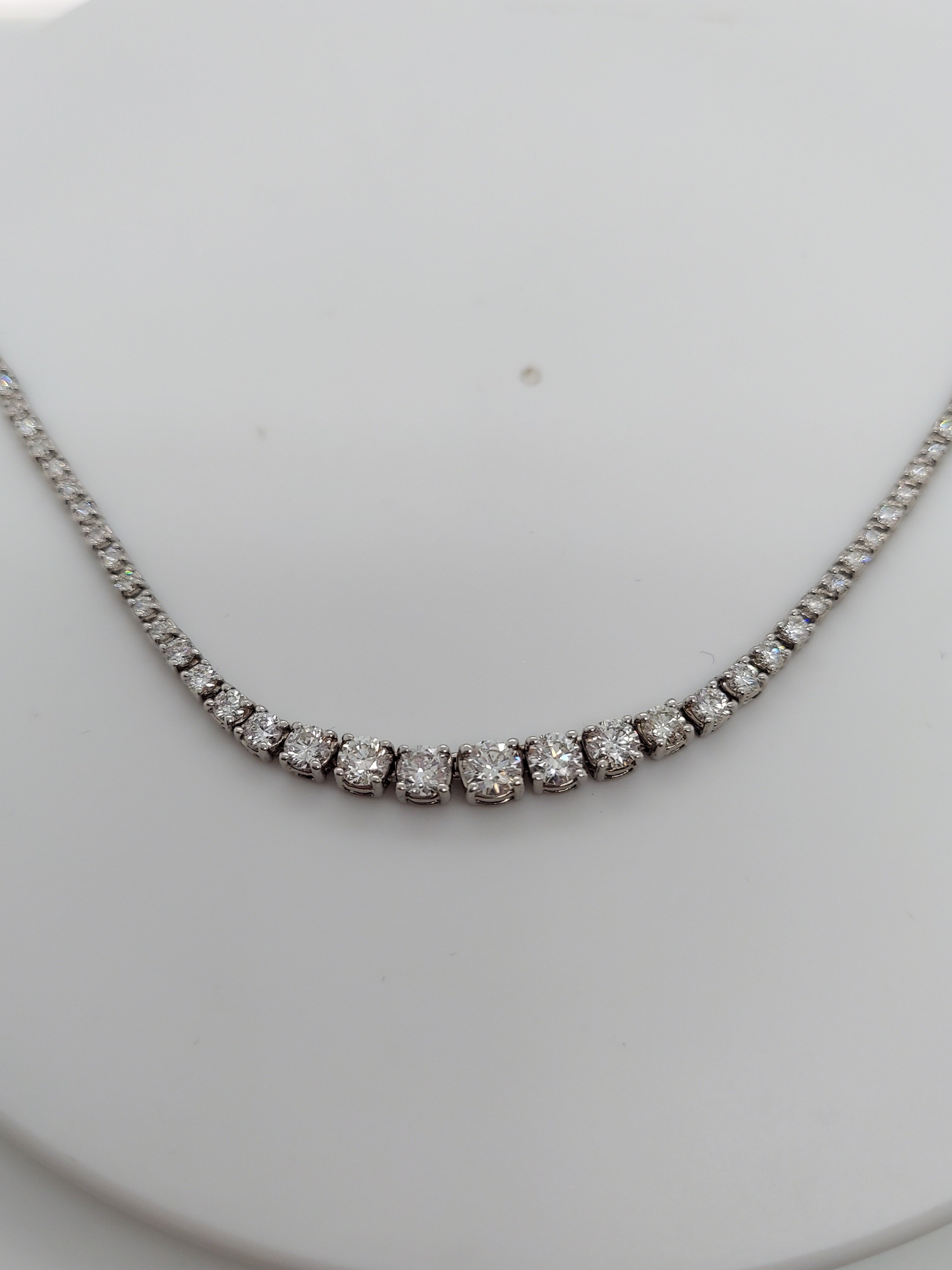 6.77 Carat Graduated Diamond Tennis Necklace