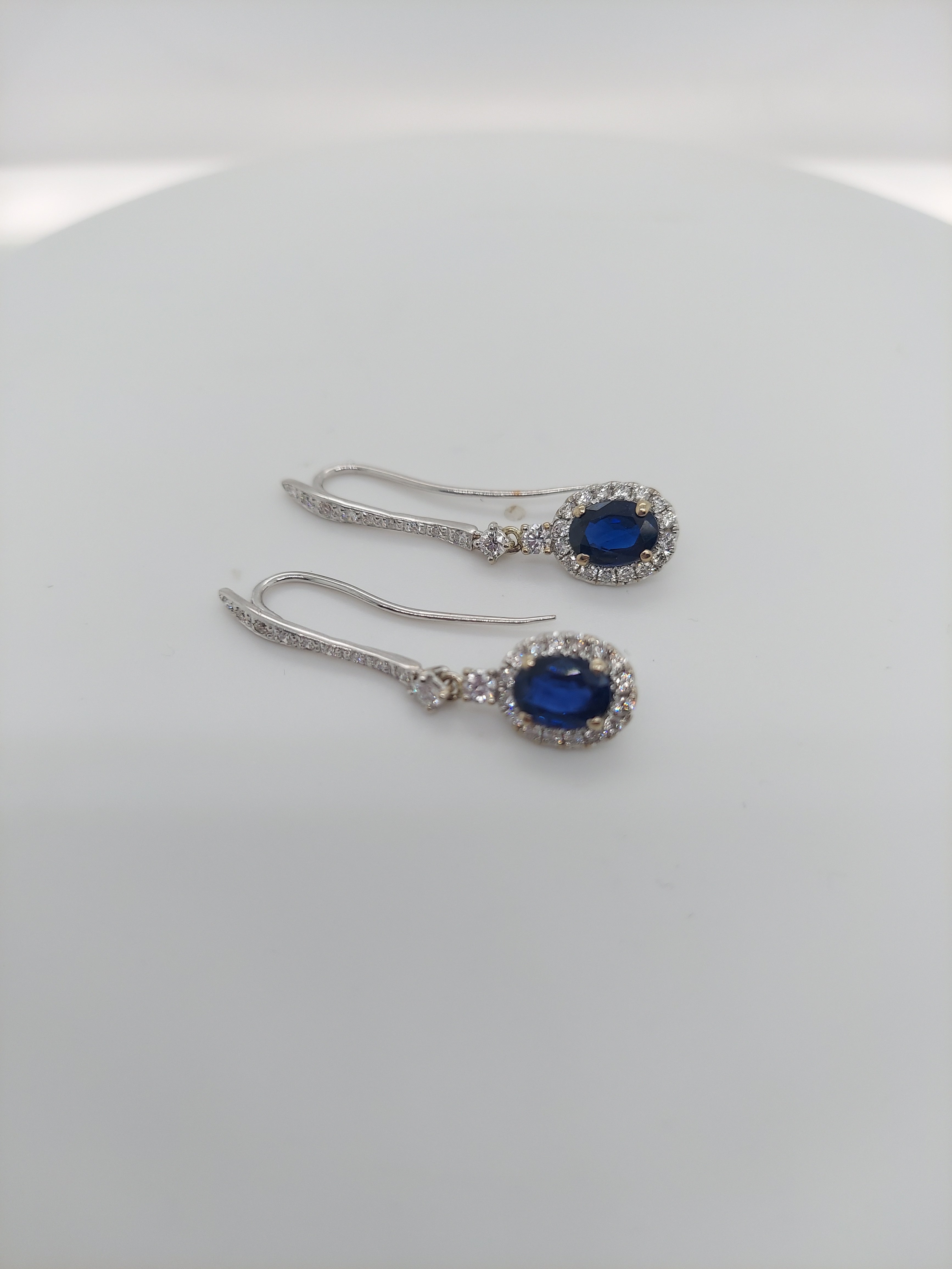 Blue Sapphire Diamond Drop Earrings