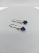 Blue Sapphire Diamond Drop Earrings