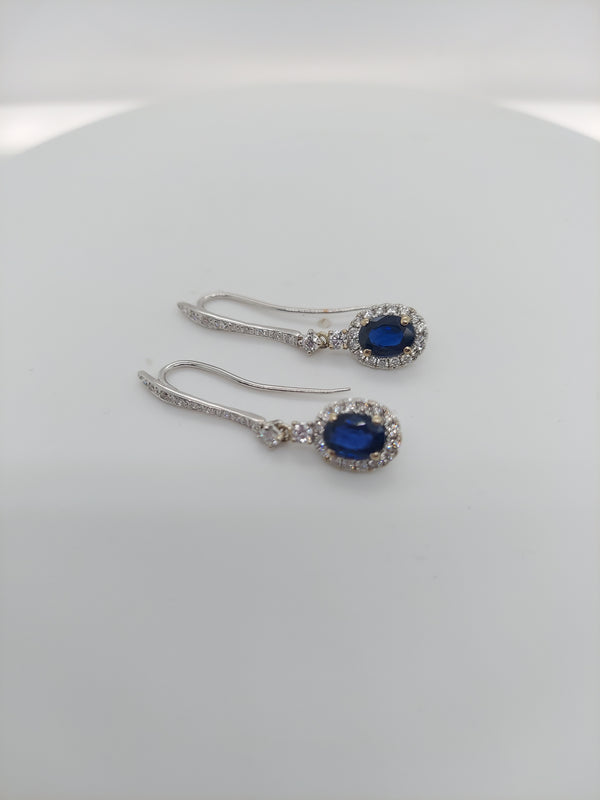 Blue Sapphire Diamond Drop Earrings