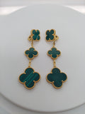 Van Cleef 3 Motif Malachite Alhambra Earrings