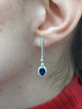 Blue Sapphire Diamond Drop Earrings