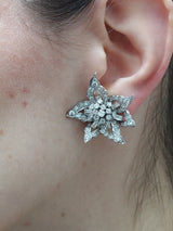 10 Carat Diamond Clip On Flower Earrings