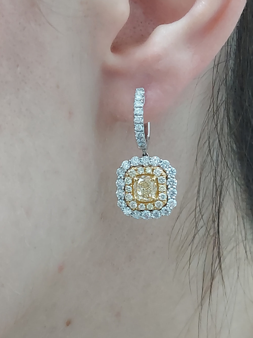 Fancy Yellow Diamond Drop Earrings