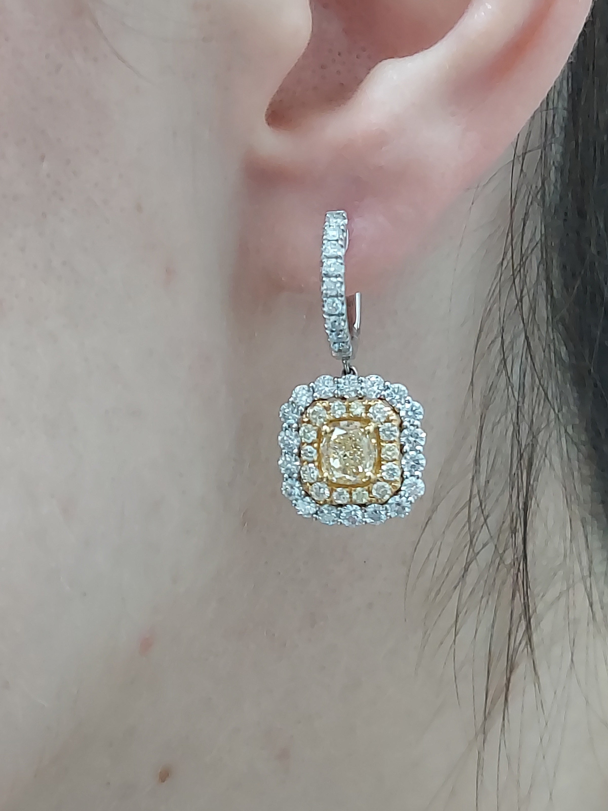 Fancy Yellow Diamond Drop Earrings