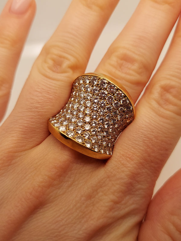 Cartier Pave Set Diamond Chalice Ring in 18k Rose Gold