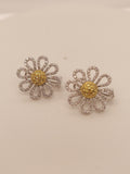Fancy Yellow/White Diamond Flower Earrings