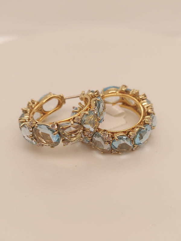 Pomellato Topaz & Diamond Hoop Earrings