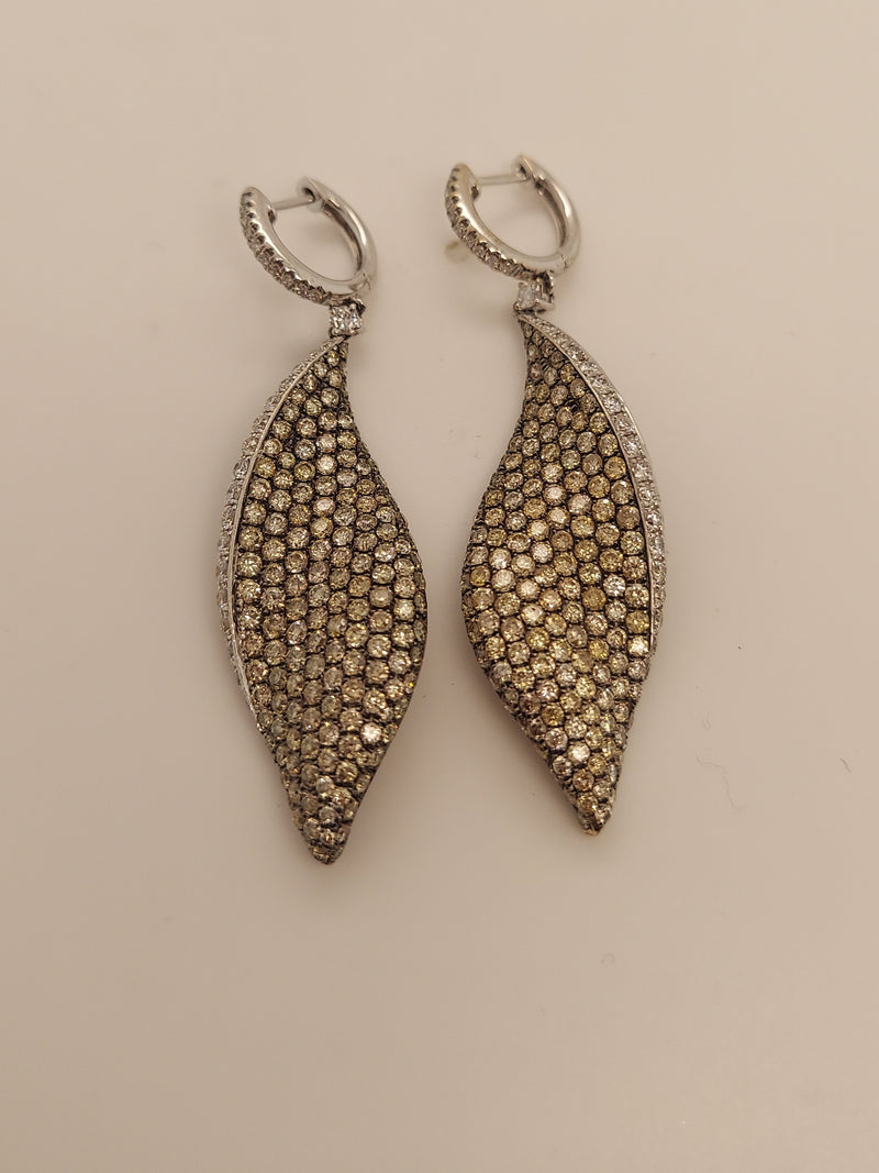 Diamond Leaf Drop Earrings