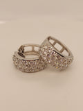 Diamond 3 Row Micro Pave Clip On Hoop Earrings