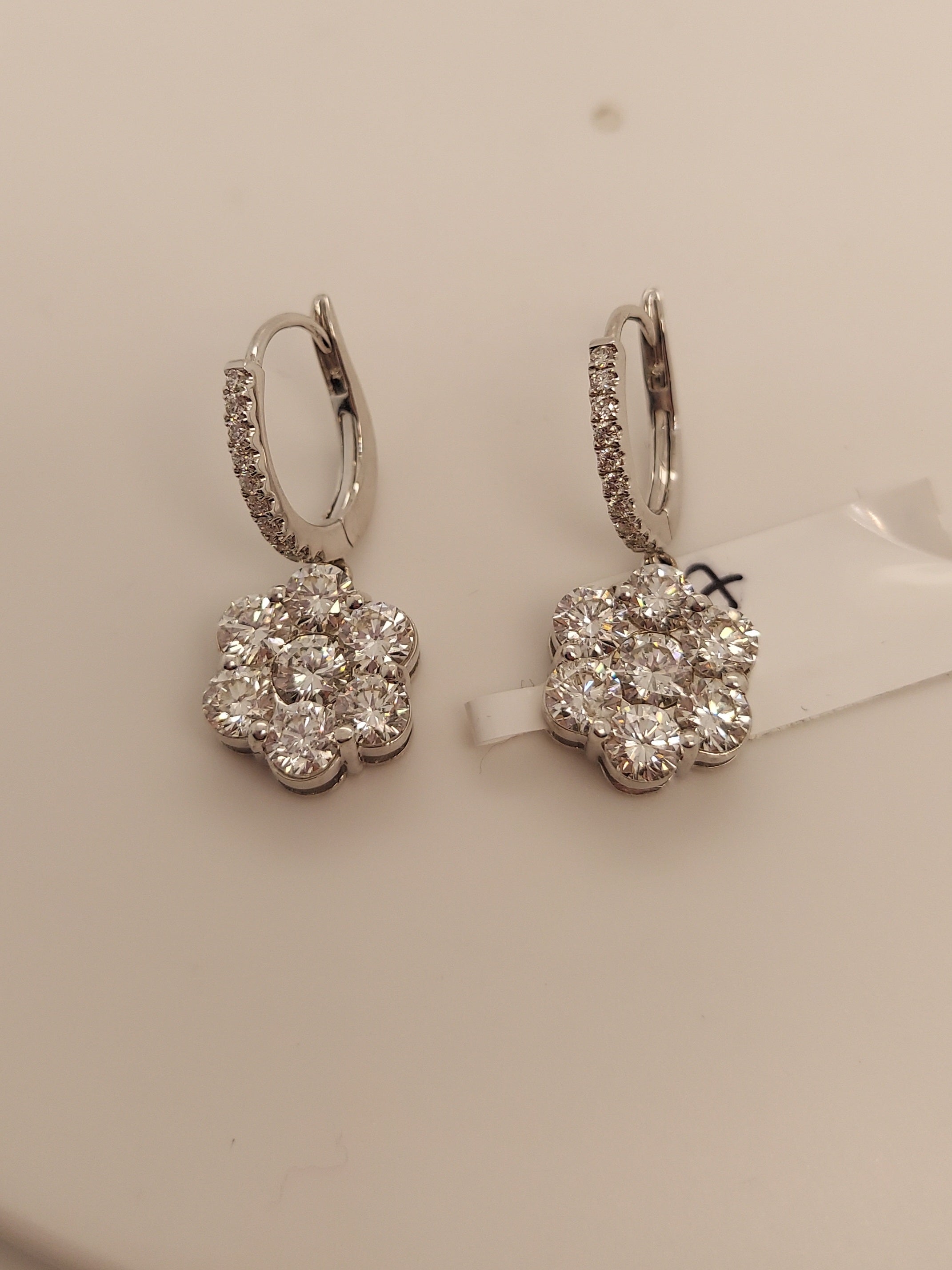 Diamond Flower Drop Earrings